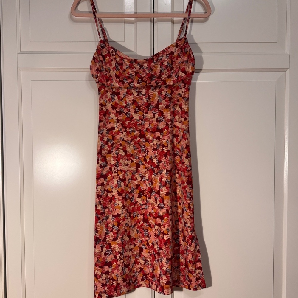 Y2K BCBGMaxAzria Red and Pink Patterned Midi Dress - Size S